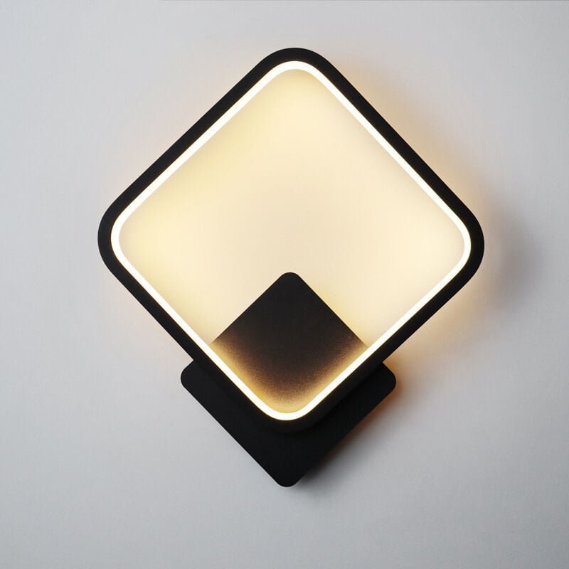 LED-Innenwandleuchte, 14 W, 1600 lm, moderne Wandlampe, drei Modi, Farbtemperatur 3000 K/4000 K/6000 K, schwarze quadrat...