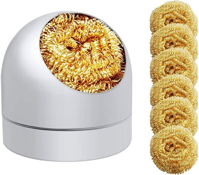 Lötspitzenreiniger, Eisenspitzenreiniger, Messingspitzen-Reinigungsset, 6-teiliger Messingkugeldraht mit 1-teiligem Kuge...