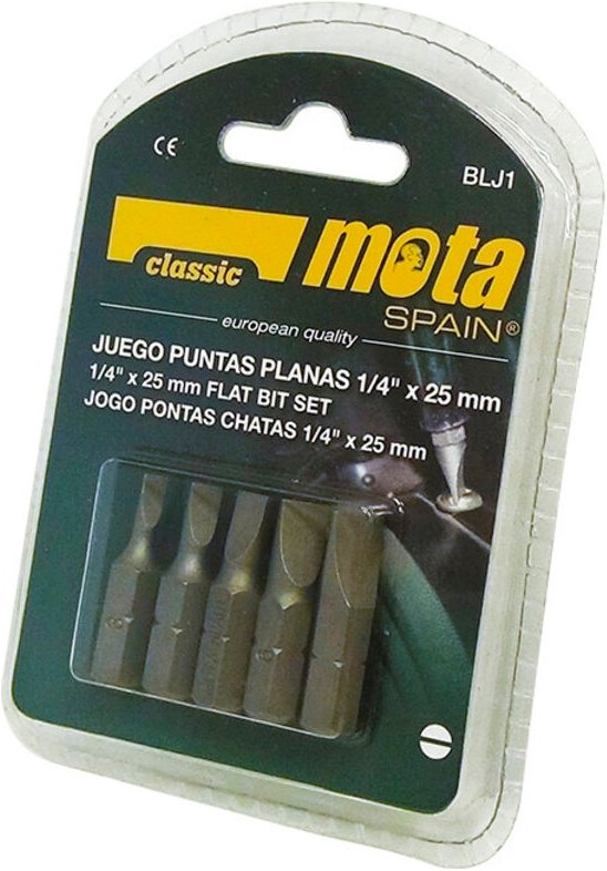 Flachspitzen-Set 1/4, 5-teilig x 25mm Mota Werkzeuge 39184