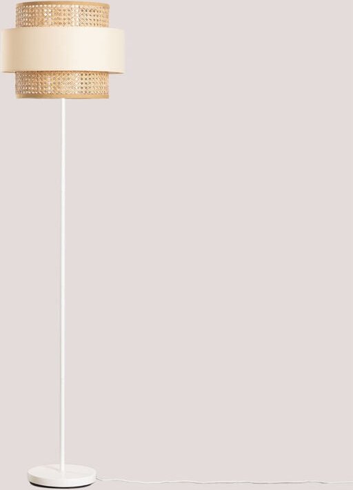 Thumbnail - Stehlampe aus Rattan Satu Beige Leinen - Sklum