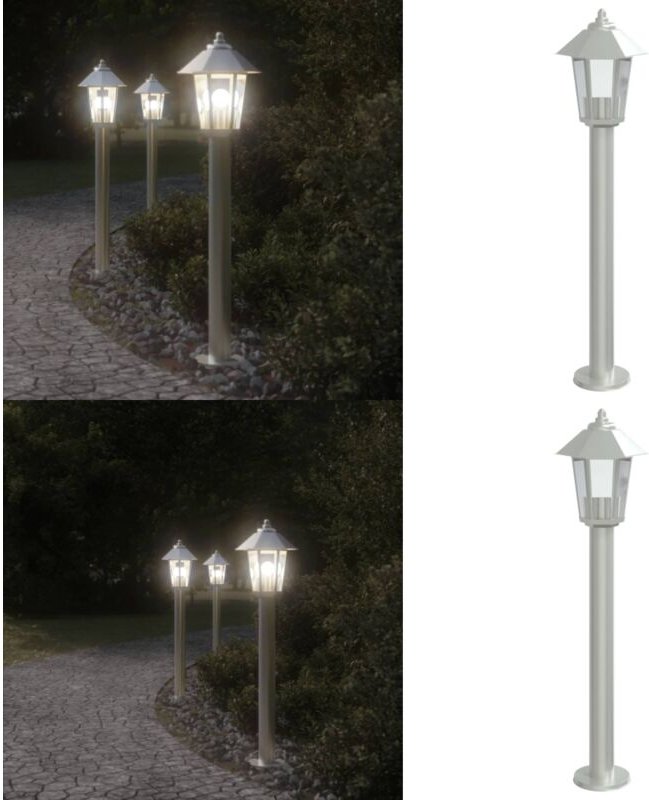 Wegeleuchte Silbern 80 cm Edelstahl - Outdoor-Beleuchtung - Gartenlampe - Edelstahl Lampe - LED-Lampe - Wetterfeste Bele...