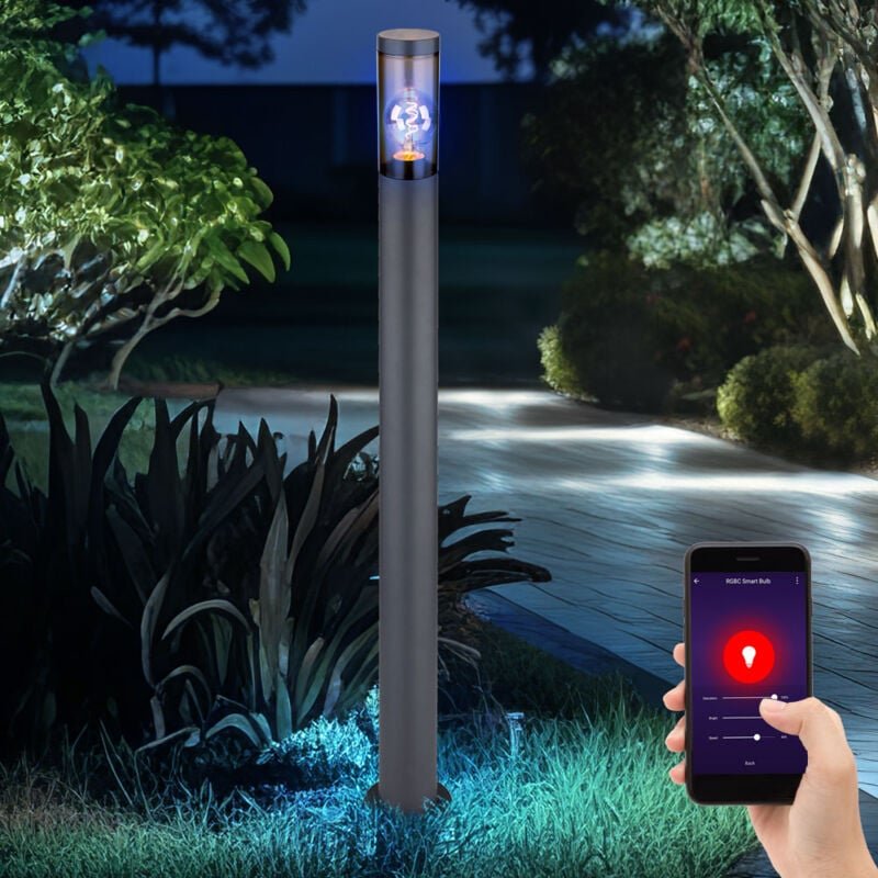 Smart led Wegeleuchte Pollerleuchte außen Gartenlampen anthrazit Außenstehlampe dimmbar, rgb Farbwechsel, App- und Sprac...
