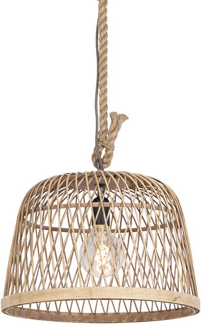 Pendelleuchte im Landhausstil Seil mit Rattan - Calamus