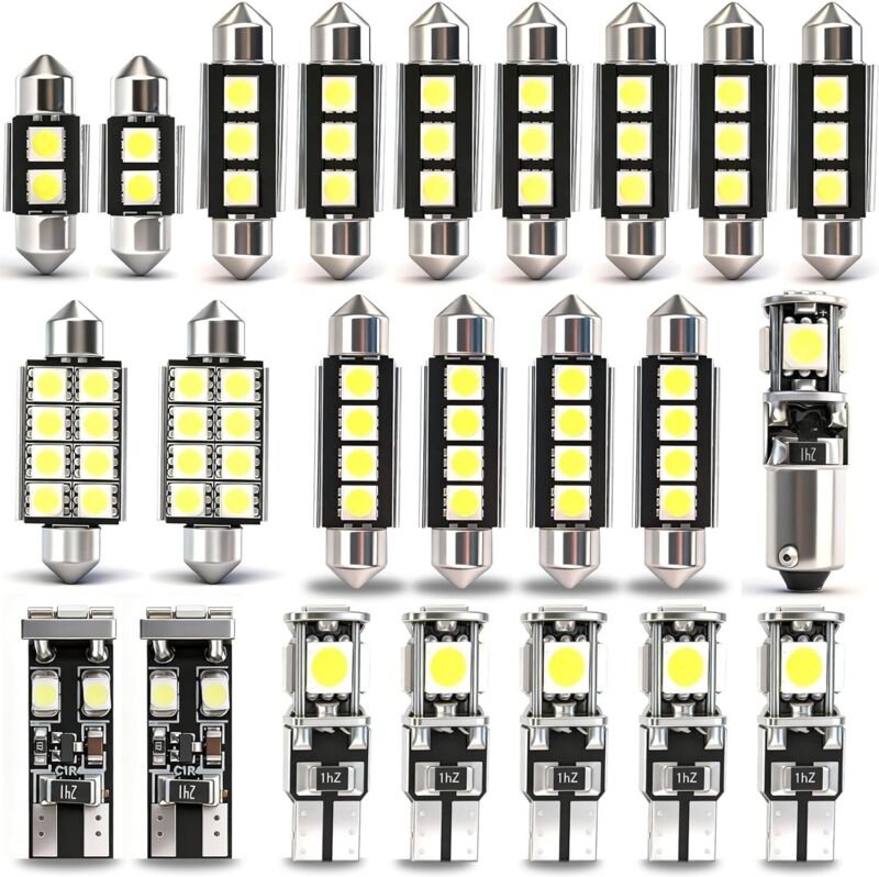 23-teiliges LED-Autolampen-Set (fehlerfrei) – Xenonweiß 6000K T10 W5W & C5W 31/36/42mm, Innenraumbeleuchtung, Deckenleuc...