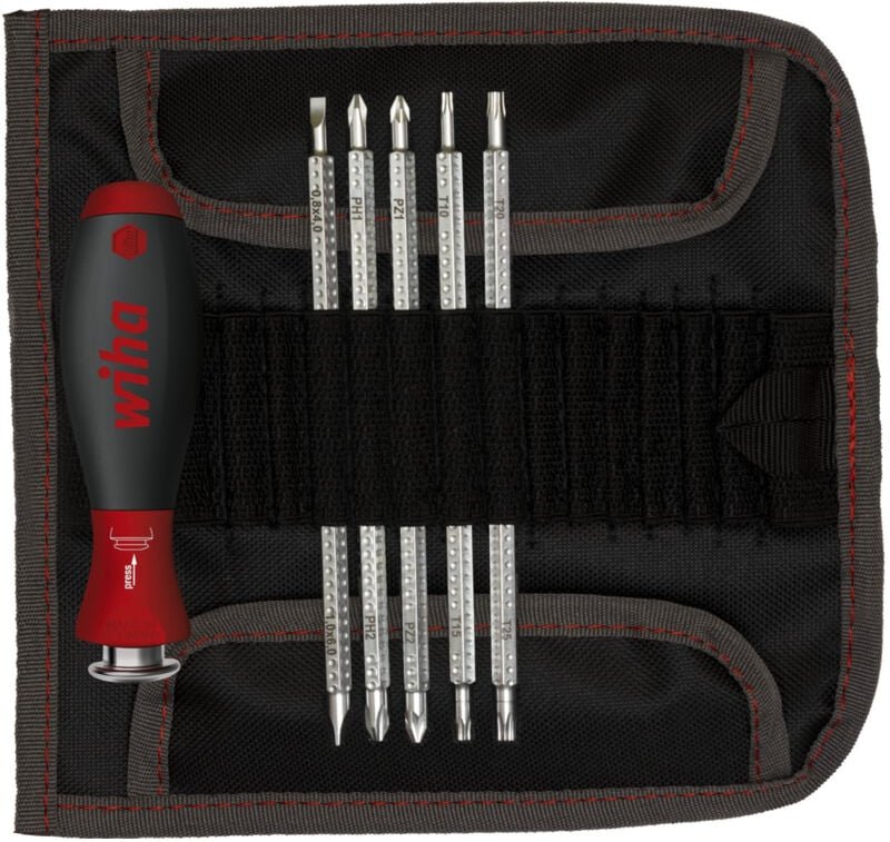 Schraubendreher mit Wechselklingen Set system 6 (32298), 7 tlg. für tiefliegende Schrauben, Innensechskant/Kreuz/TORX/Sc...