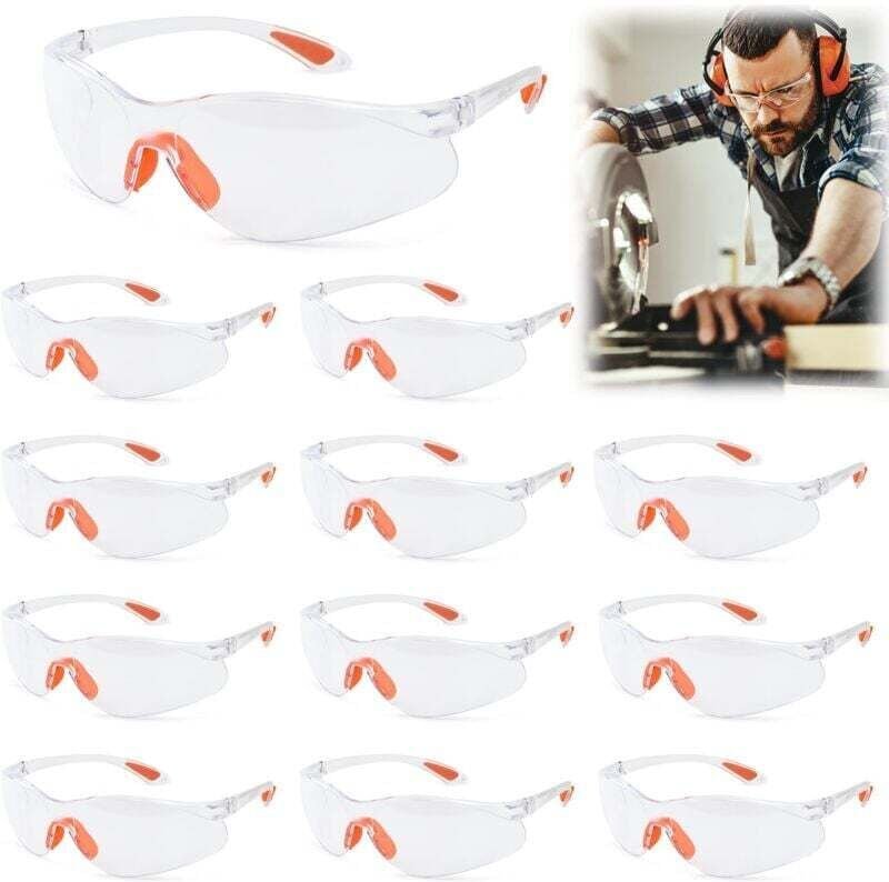 YMYNY 12 Stück Schutzbrillen, DIY-Schutzbrillen, Schutzbrillen, klare PC-Brillen mit Gummi-Nasensteg, kratzfeste Brillen...
