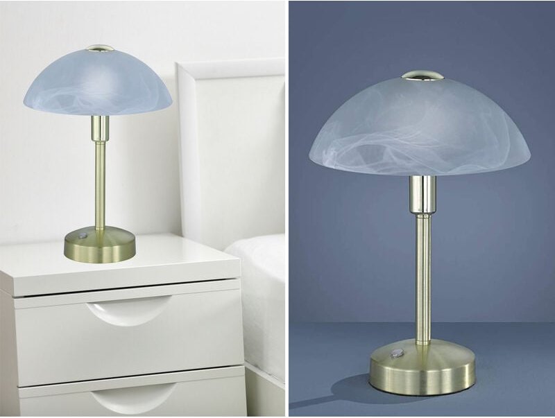 Defibrico - led Tischleuchte donna dimmbar, Messing mit Glasschirm, Höhe 30cm