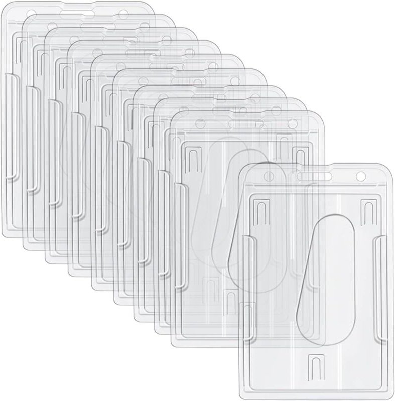 Shining House - 10 Stück durchsichtiger Hartplastik-Kartenhalter, 5,9 x 9 cm Hartplastik-Ausweishalter mit Daumenschlitz...