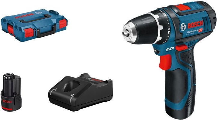 Bosch Akku-Bohrschrauber gsr 12V-15 mit 2x 2,0 Ah Li-Ion Akkus Lader in l-boxx