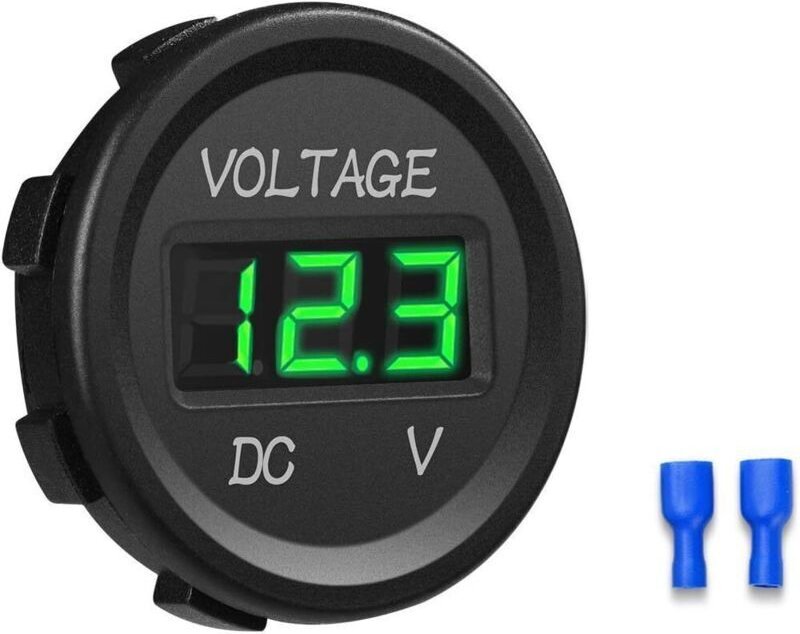 12-24V Gleichstrom-Voltmeter mit wasserdichter LED-Digitalanzeige für Boote, Motorräder, LKWs, Schiffe (Grün)