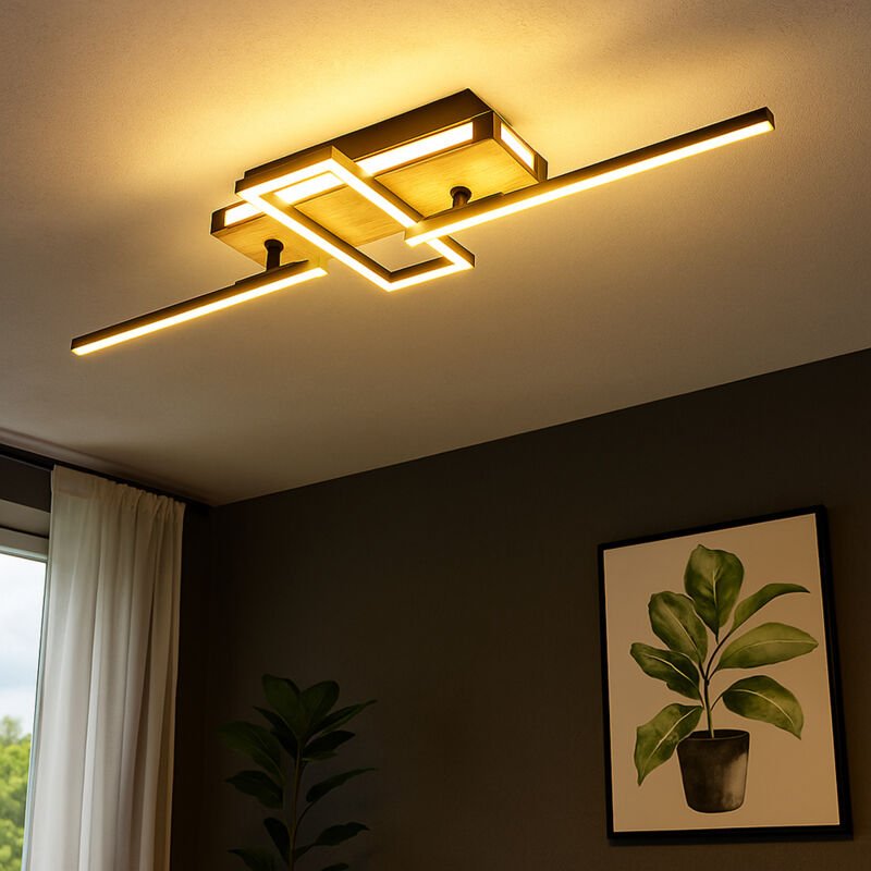 Globo Lighting - Wohnzimmerlampe Deckenleuchte Deckenlampe led Holzoptik Dreh-Schwenkbar l 68 cm