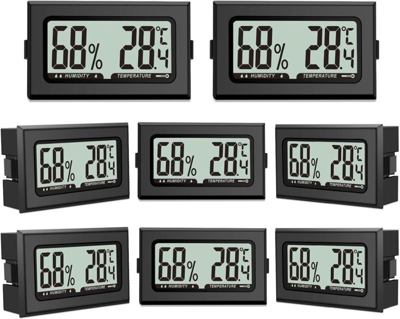 Set mit 8 digitalen Thermometern und Hygrometern mit LCD-Bildschirm für den Innenbereich, Büro, Wohnzimmer und Weinkelle...