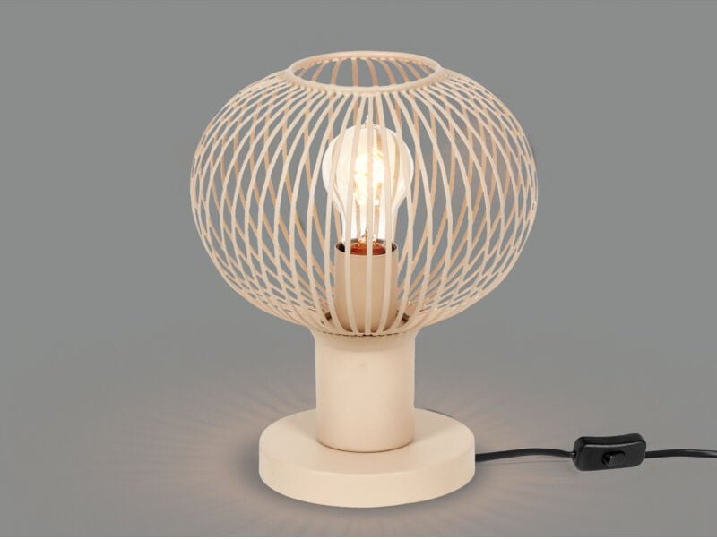 Tischleuchte gila mit Gitter Lampenschirm Beige, Höhe 28cm