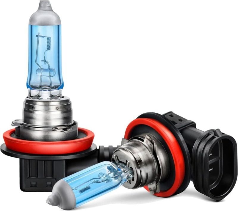 H11-Halogenbirne, E-Mark, warmweißes Scheinwerferlicht, als Ersatz für 12-V-55-W-Autolampensatz (2 Stück)