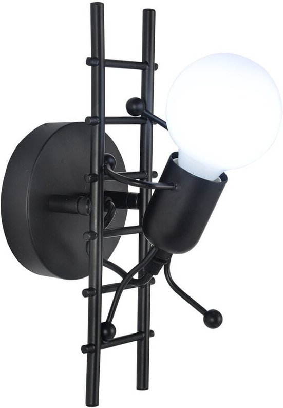 Wandleuchte Kreatives, Moderne Eisen Einfache Humanoid Wand Lampe Innen E27 Deco für Wohnzimmer Schlafzimmer Schwarz Stu...