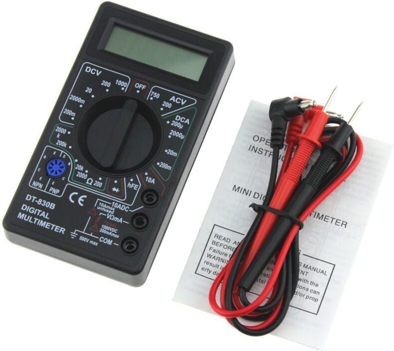 Digitalmultimeter mit Ohmmeter, Amperemeter, Voltmeter für AC/DC-Spannung - DC/AC-Strom: 0-5A - Misst Spannung, Strom, W...