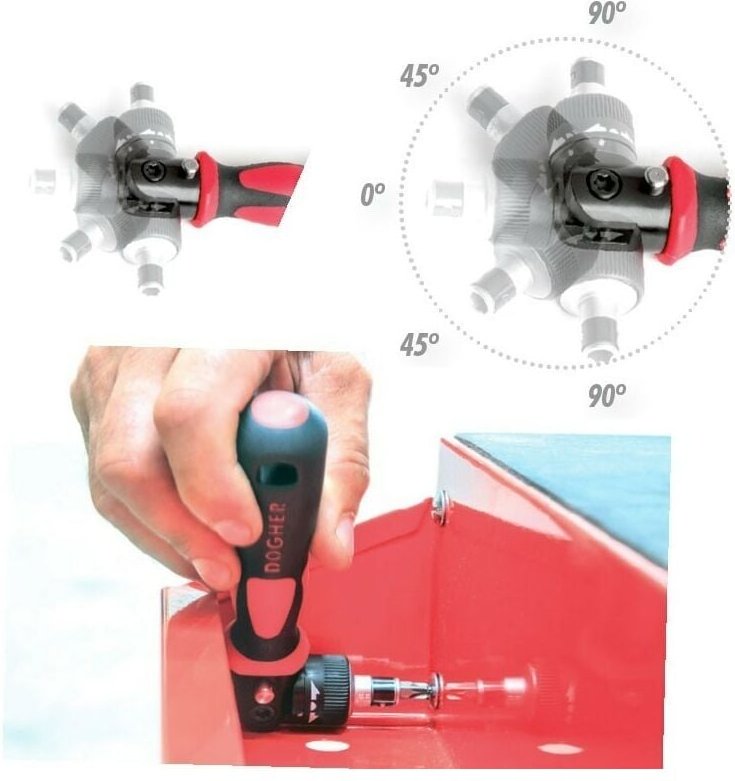 Thumbnail - Tournevis à cliquet pliant pour embouts 1/4' Dogher 343-007