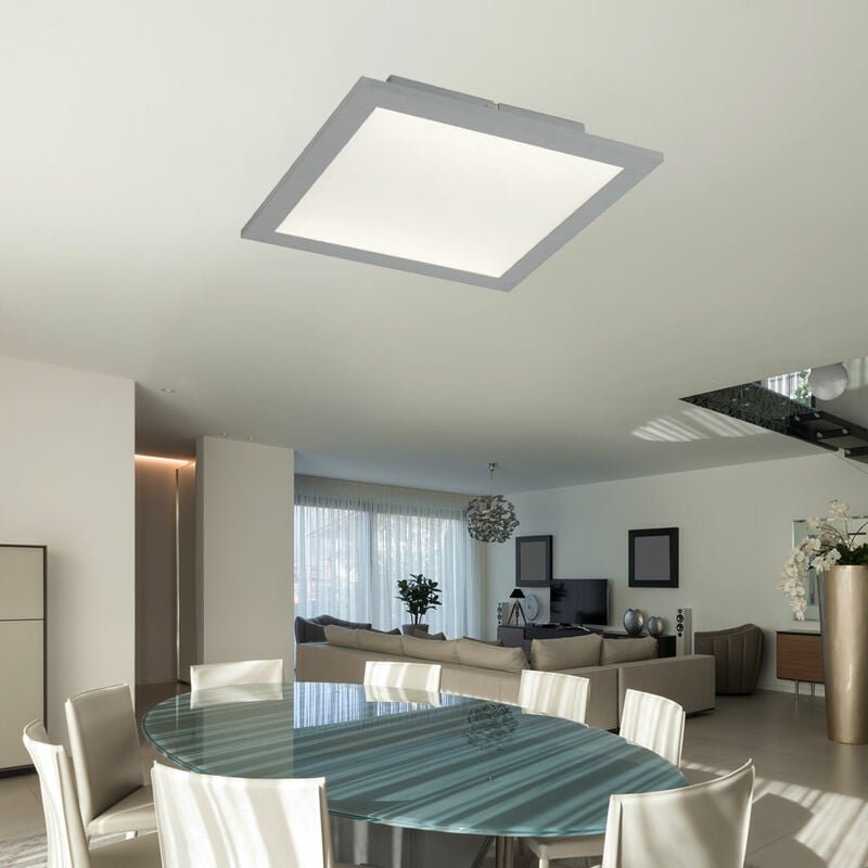 Led Deckenpanel Alu Deckenleuchte dimmbar Flurlampe quadratisch silber, 20W 1140Lm warmweiß, l 30 cm