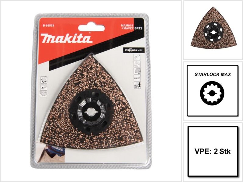 MAM015 hm Deltaplatte 116 mm K20 Starlock Max 2 Stk. ( 2x B-66553 ) extra Long Life - Makita