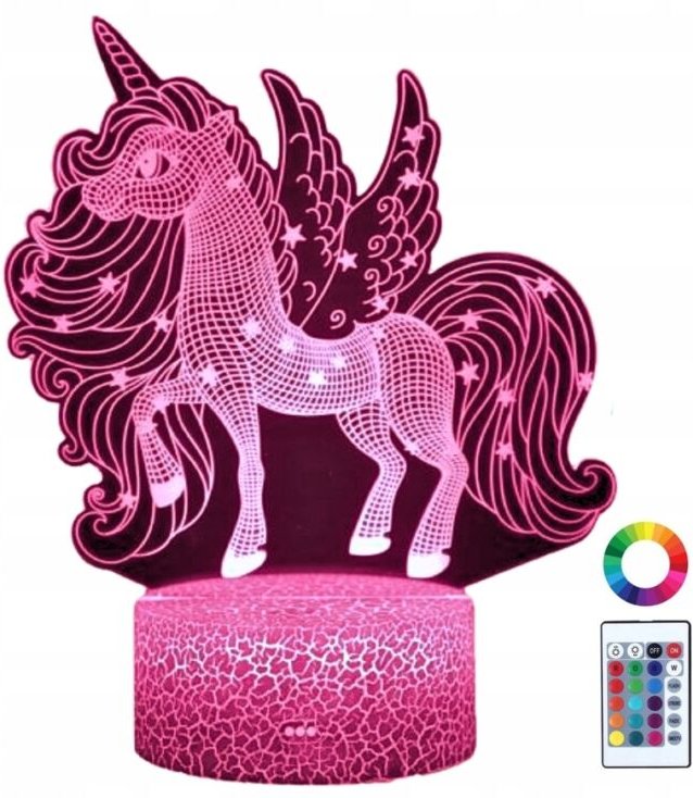 Einhorn Nachtlicht für Kinder, beleuchtet, Pferd, Schreibtischlampe + Fernbedienung