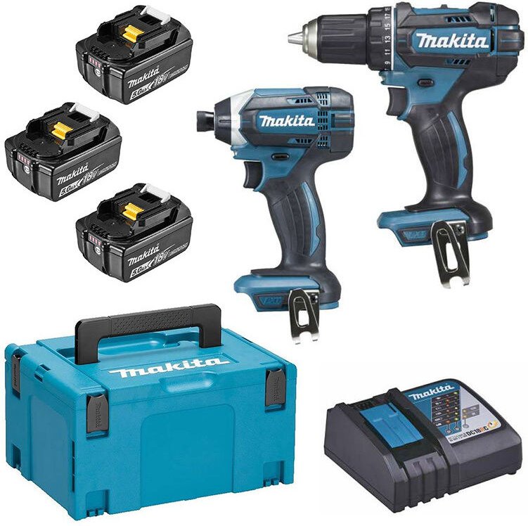 Makita - 2er-Set 18V Bohrschraubendreher ø 13 mm DDF482 + Schlagschrauber 165 Nm DTD152 - DLX2127TJ1