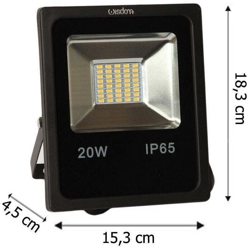 Wisdom – Professionelles 5730 LED-Flutlicht für den Außenbereich, IP65, Wisdom, 20 w, 1700 Lumen, 120 Grad, Kaltweiß – -...