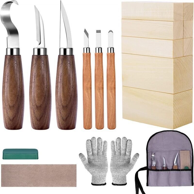 18-teiliges Holzschnitzwerkzeug-Set mit Stechbeiteln, verbesserte Holzbeitel für Holzschnitzerei, Schreiner und Bildhaue...