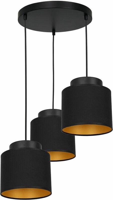 Hängeleuchte Schwarz E27 Stoff Metall Hängelampe