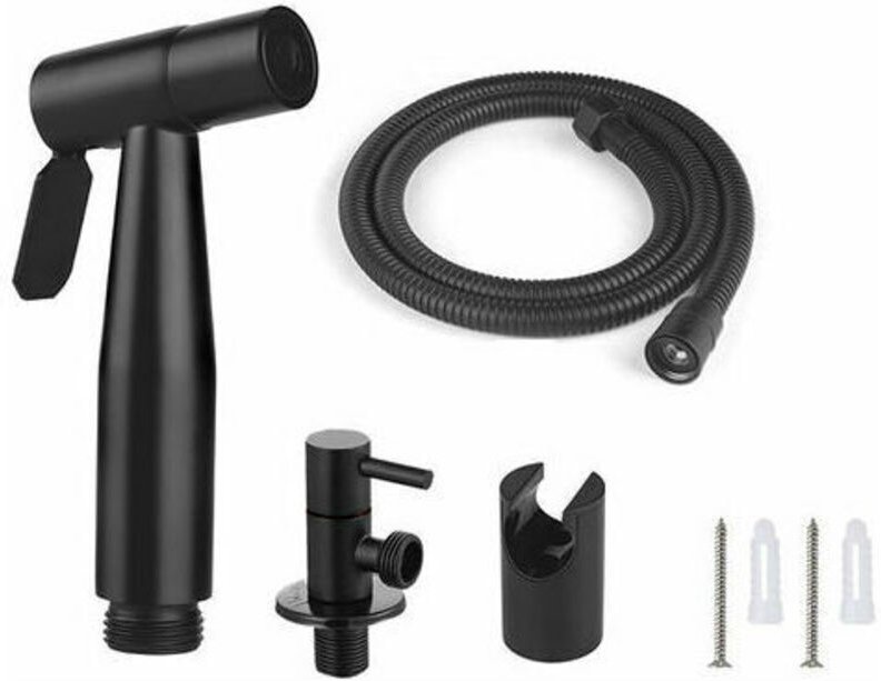 WC-Bidet-Set, 1,5 m Schlauch und Halterung, G1/2 schwarze Adapter