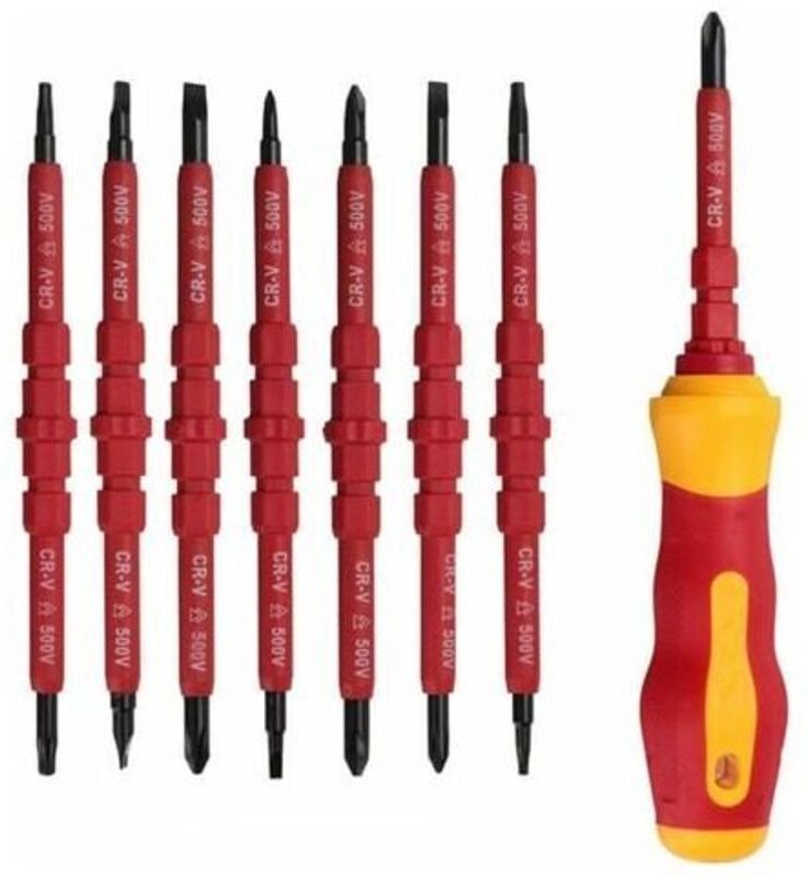 ZVD- 7-teiliges 500-V-isoliertes Elektriker-Schraubendreher-Set mit Testschraubendreher, isolierter Schraubendreher mit ...