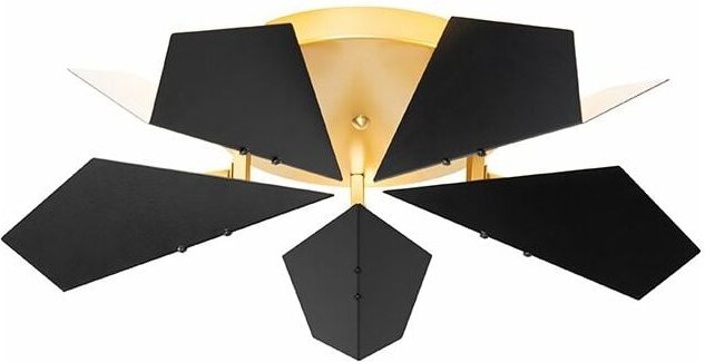 Design-Deckenleuchte Schwarz mit Gold 5-flammig - Sinem