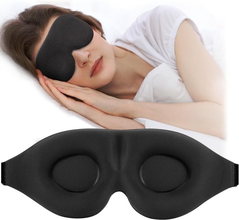 Seitlich zu öffnende Schlafmaske, Verdunkelung, Unisex, 3D-geformte Cups, Luxusmaske mit verstellbaren Trägern, ideal fü...