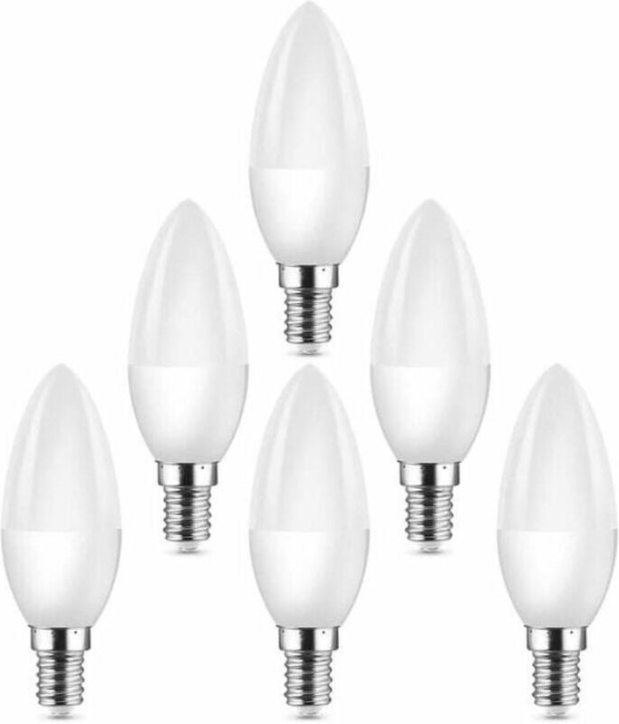 WAY - Kleine LED-Glühbirnen mit Edison-Gewinde E14, entsprechen einer 40-W-Halogenbirne C37, 400 lm, 3000 k, Warmweiß, 6...