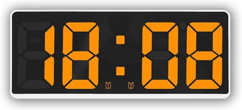 Weiß + Orange-Quarz Wecker LED Uhr Große Display Digital Uhr Nachttisch für Schlafzimmer,