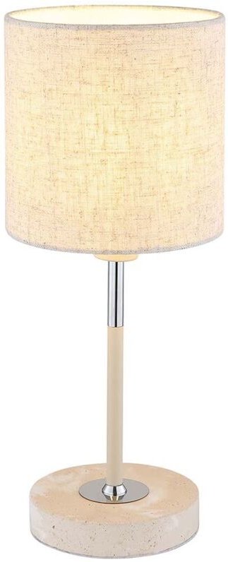 Tischleuchte Schalter Nachttischlampe Metall sandfarben matt Textil creme H 35cm