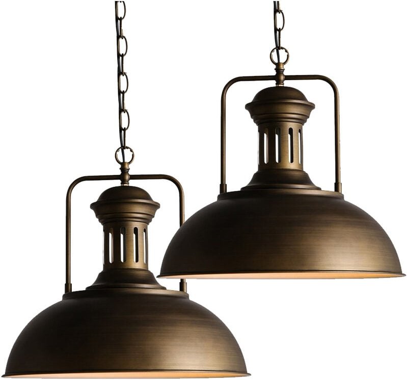2er Pendelleuchte Dome, Vintage Metall Hängelampe im Industri Stil, Ceiling Lampe mit Lampenschirm für Wohnzimmer Esszim...