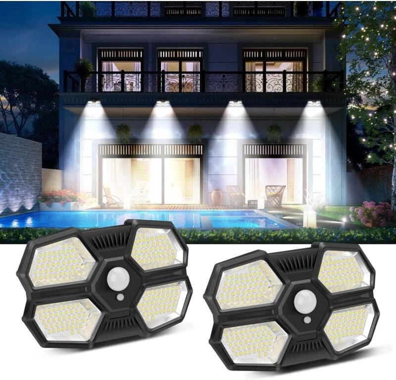 Solarlampe für den Außenbereich, LED-Flutlicht für den Außenbereich, 180 LEDs, Bewegungsmelder, 3 Modi, Solarlampe mit B...