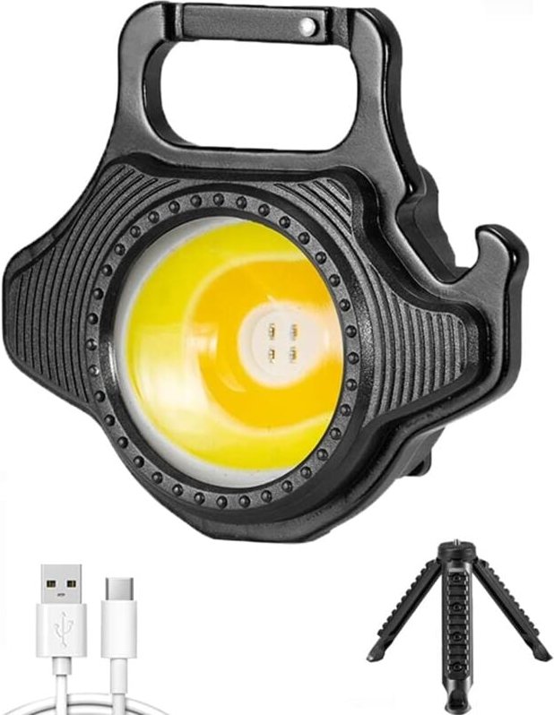 Aougo - Mini-Taschenlampe, 500 Lumen, 7 Beleuchtungsmodi, usb wiederaufladbar, tragbar, LED-Arbeitsleuchte, faltbarer St...