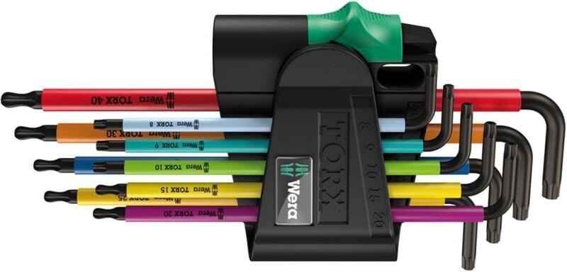 967/9 tx bo Multicolour 1 sb Winkelschlüsselsatz, BlackLaser, 9-teilig - Wera