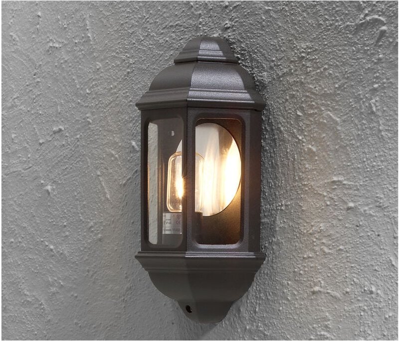 Konstsmide - Außen led Wandlaterne, Halbschale im Landhausstil, Schwarz, Höhe 36cm