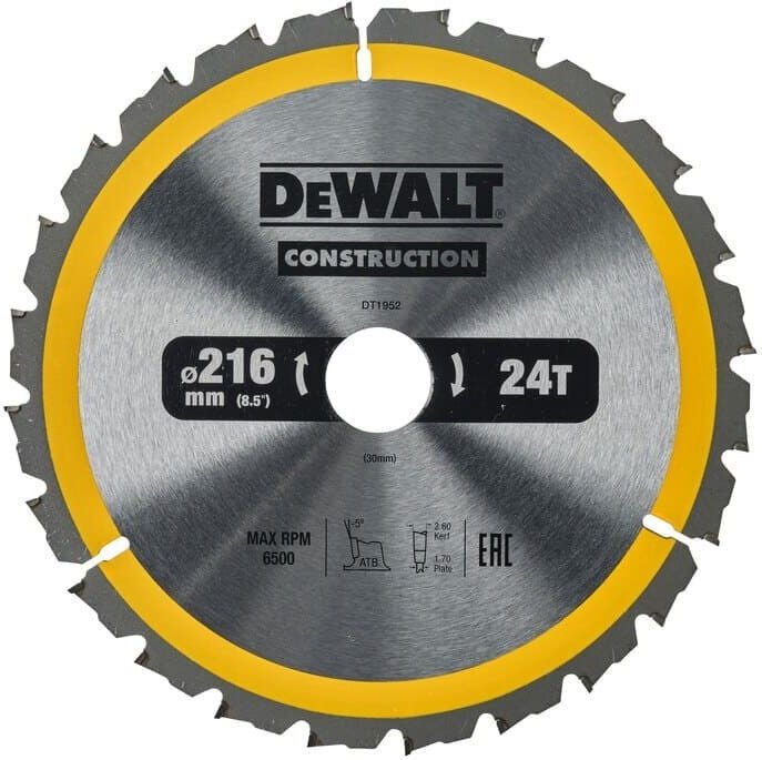 Stationäres Kreissägeblatt Ø216mm 24 Zähne Dewalt DT1952-QZ