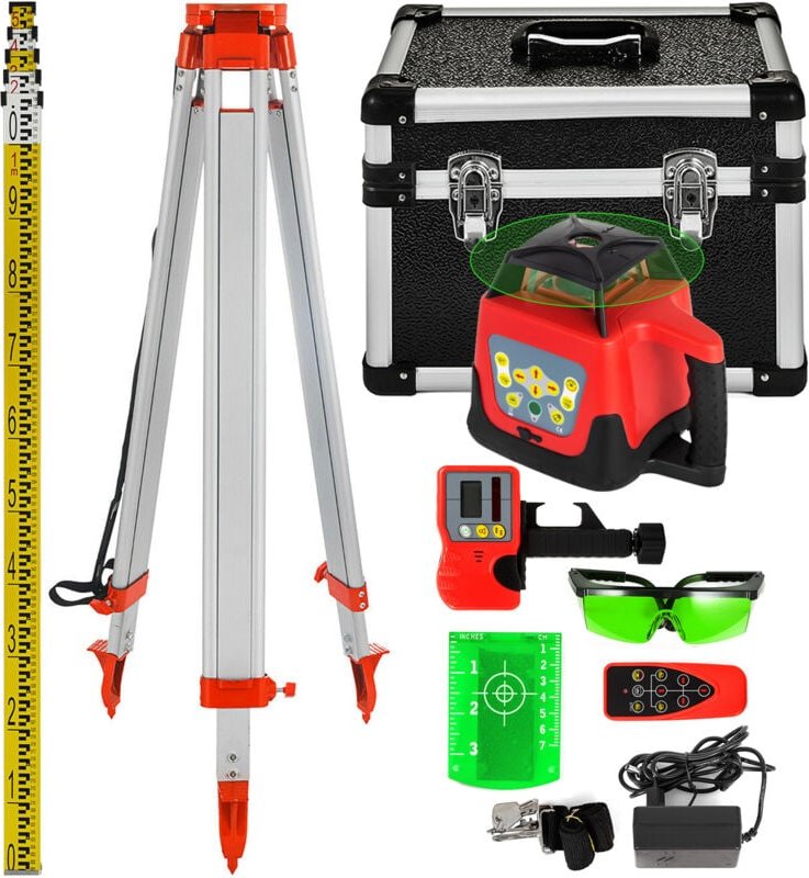 Thumbnail - Mophorn - Grüner Rotationslaser-Kit mit einstellbarem Stativ und 5 m Personal, 500 m Reichweite, 360-Grad-Rotary-Scan, S...