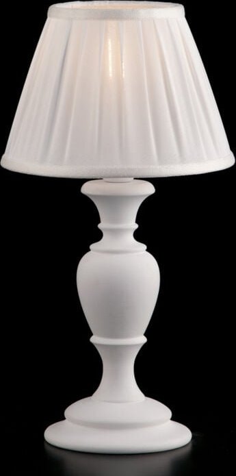 Bonetti Illumina - Fiorenza - Shabby-weiße Holztischlampe 1 Licht mit Lampenschirm Dm.20 H.43 - Ø20 - BL172-LT-BCO