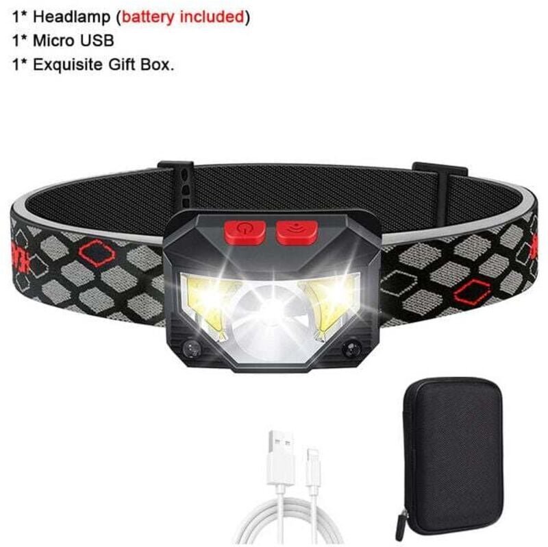 LED-Stirnlampe, 2 Stück, superhelle Stirnlampe mit Bewegungssensor, 1500 Lumen, 10 Modi Stirnlampen, 1200 mAh usb wieder...