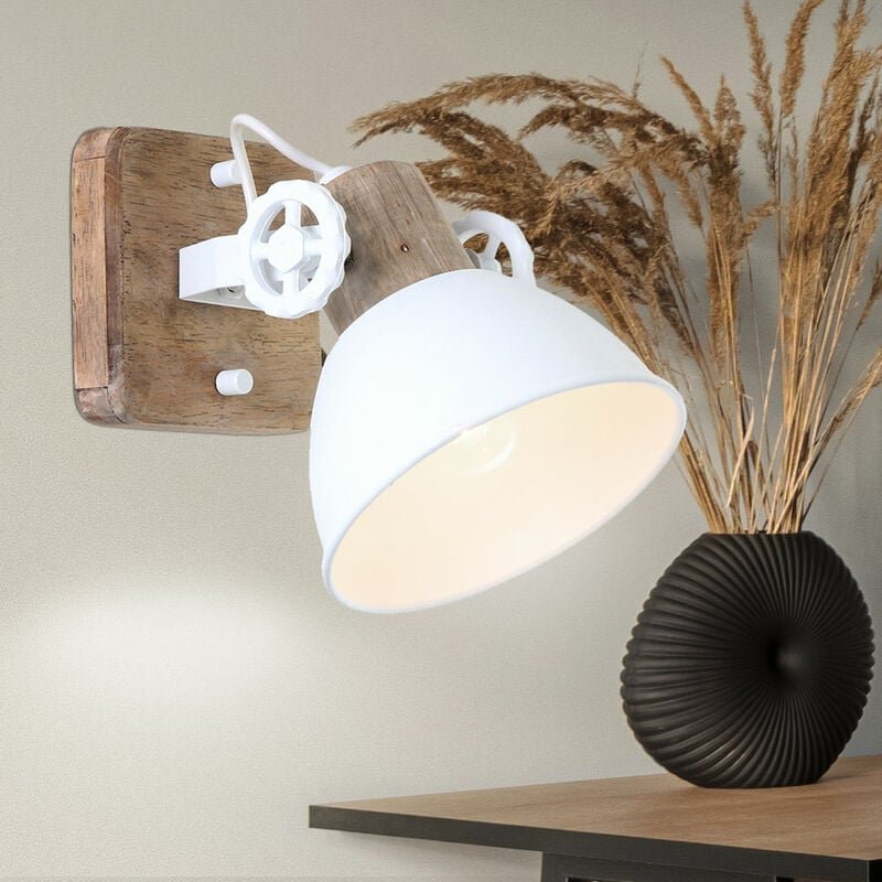 Thumbnail - Retro Wand Strahler Holz Wohn Zimmer filament Lampe weiß Spot schwenkbar im Set inkl. led Leuchtmittel