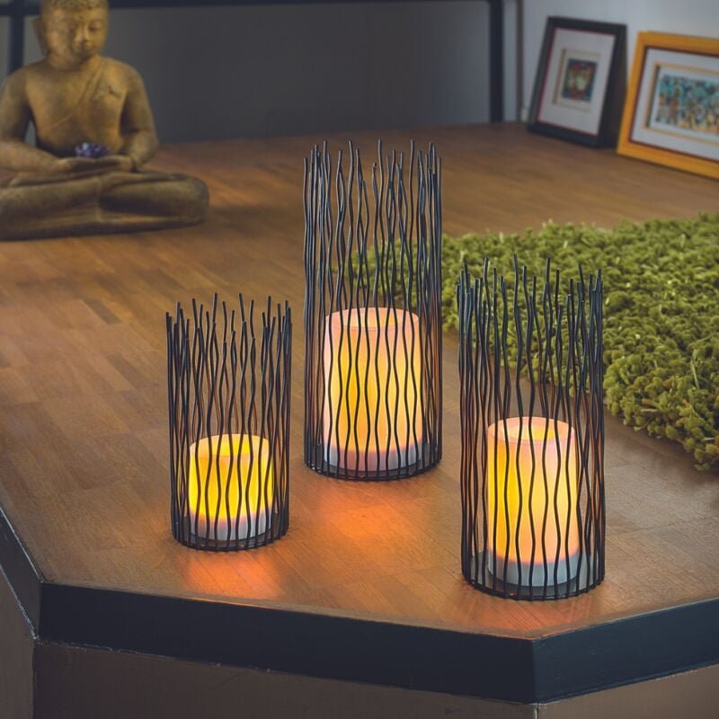 Esotec - African Style Batterie Dekoleuchten simba 3er Set, 5 Std. Timer