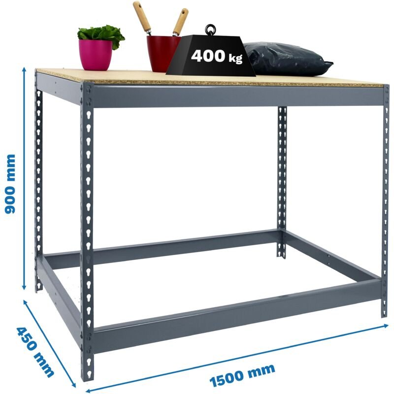 Simonrack Werkbank Grau und Robustes Holz für die Werkstatt