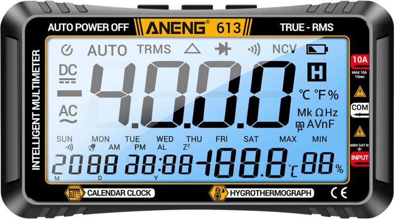 Decdeal Aneng 613 3 in 1 Smart Multimeter Perpetual Kalendertemperatur Hygrometer 4000 zählt digitale Wechselstrom/Gleic...