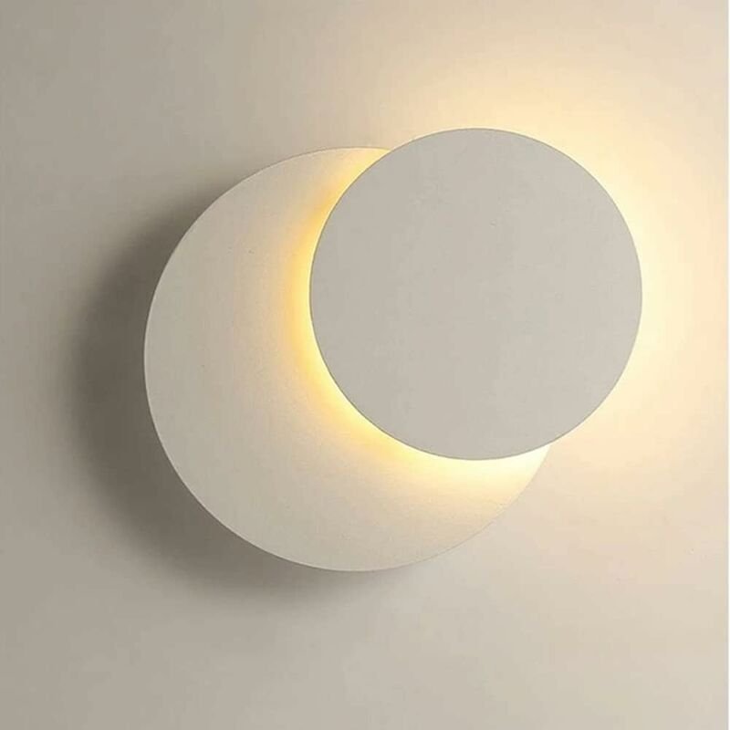 Comely - Innenwandleuchte 12W Weiß, Moderne led Wandleuchte, Creative Eclipse 2 in 1, 360° Drehbar 3000K Warmweiß, Beleu...
