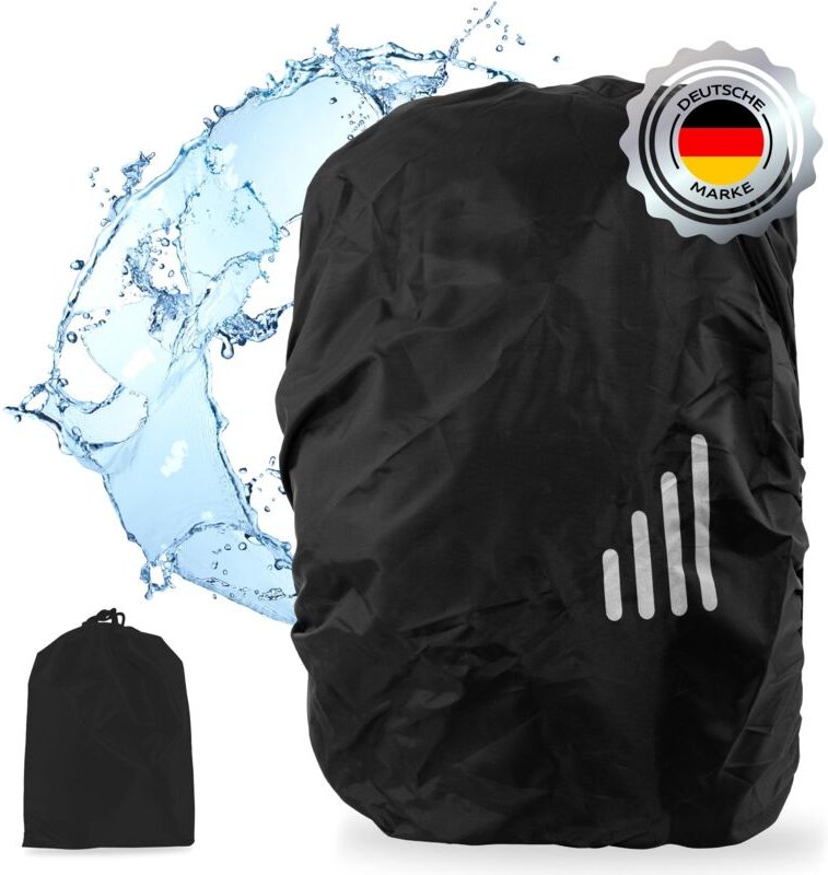 1x Regenschutz Rucksack 15-35L mit Aufbewahrungsbeutel Schwarz Regenhülle